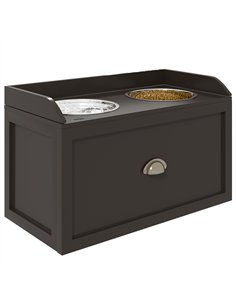 PawHut Stainless Steel Raised Dog Bowls, with 21L Storage Drawer for Large Dogs - Brown