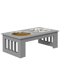 PawHut Raised Dog Feeding Bowls with Stand, Stainless Steel for  Extra Small and Small Dog, 44L x 24W x 15H cm - Grey