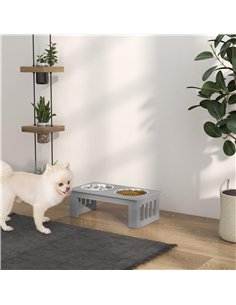 PawHut Raised Dog Feeding Bowls with Stand, Stainless Steel for  Extra Small and Small Dog, 44L x 24W x 15H cm - Grey 2