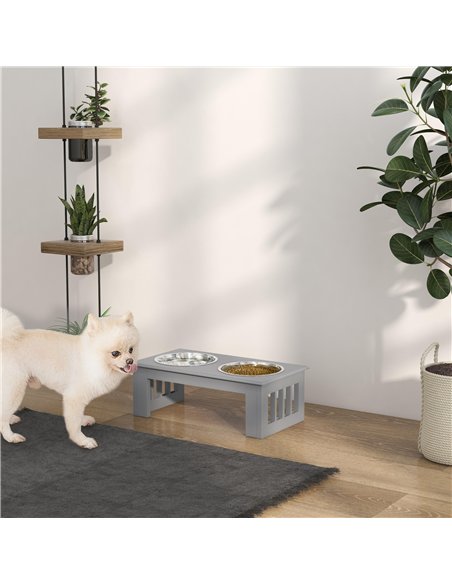 PawHut Raised Dog Feeding Bowls with Stand, Stainless Steel for  Extra Small and Small Dog, 44L x 24W x 15H cm - Grey - pic 146487 | FastDaddyshop