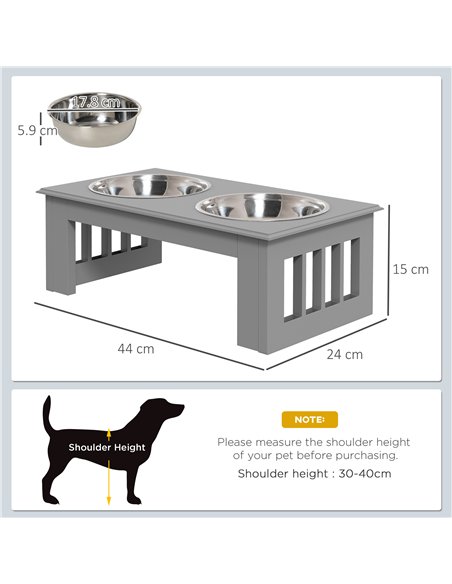 PawHut Raised Dog Feeding Bowls with Stand, Stainless Steel for  Extra Small and Small Dog, 44L x 24W x 15H cm - Grey - pic 146488 | FastDaddyshop