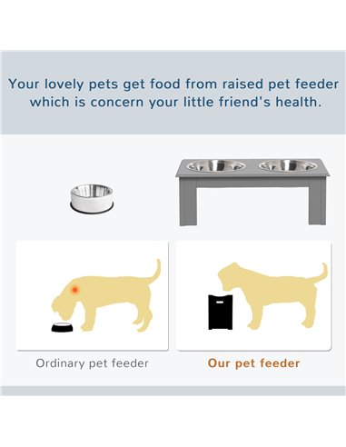 PawHut Raised Dog Feeding Bowls with Stand, Stainless Steel for  Extra Small and Small Dog, 44L x 24W x 15H cm - Grey