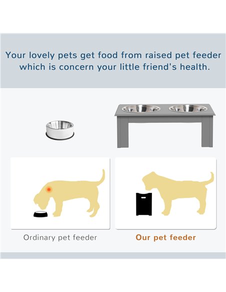 PawHut Raised Dog Feeding Bowls with Stand, Stainless Steel for  Extra Small and Small Dog, 44L x 24W x 15H cm - Grey - pic 146489 | FastDaddyshop