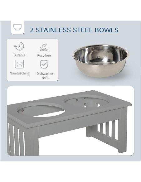 PawHut Raised Dog Feeding Bowls with Stand, Stainless Steel for  Extra Small and Small Dog, 44L x 24W x 15H cm - Grey - pic 146490 | FastDaddyshop