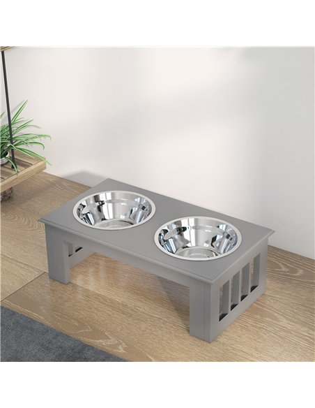 PawHut Raised Dog Feeding Bowls with Stand, Stainless Steel for  Extra Small and Small Dog, 44L x 24W x 15H cm - Grey - pic 146493 | FastDaddyshop