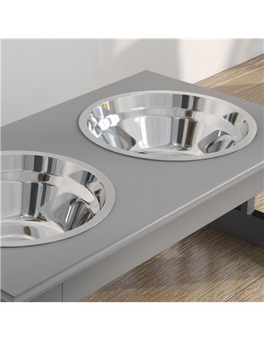 PawHut Raised Dog Feeding Bowls with Stand, Stainless Steel for  Extra Small and Small Dog, 44L x 24W x 15H cm - Grey