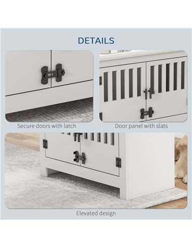PawHut Raised Dog Bowls, Pet Feeding Station, with Storage, Food and Water Bowls, for Large Dogs - White