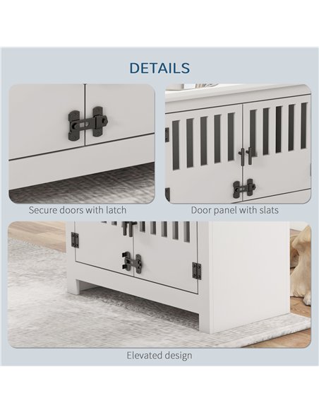 PawHut Raised Dog Bowls, Pet Feeding Station, with Storage, Food and Water Bowls, for Large Dogs - White - pic 146500 | FastDaddyshop