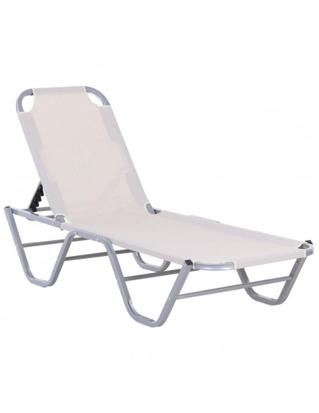 Outsunny Sun Lounger Relaxer Recliner with 5-Position Adjustable Backrest, Cream White - pic 14652 | FastDaddyshop