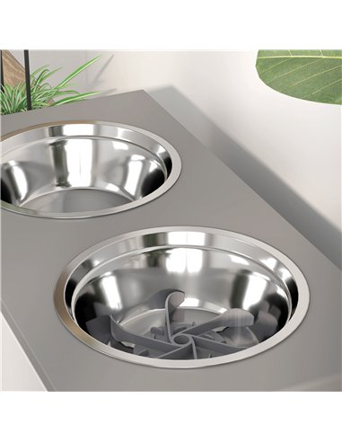 PawHut 3 Height Adjustable Raised Dog Bowls, Dog Feeding Storage Station w/ Slow Feeder Mat, 2 Stainless Steel Bowls