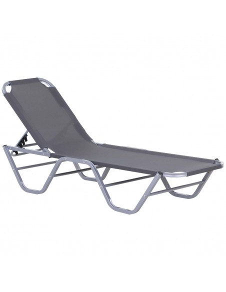 Outsunny Sun Lounger Relaxer Recliner with 5-Position Adjustable Backrest, Silver - pic 14653 | FastDaddyshop