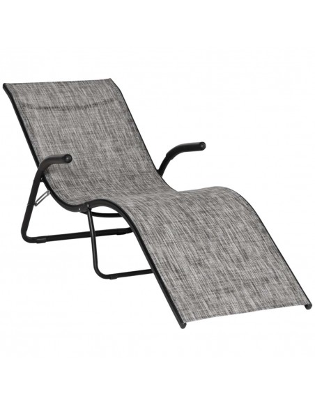Outsunny Folding Chaise Lounge Chair, Reclining Garden Sun Lounger, Grey - pic 14654 | FastDaddyshop