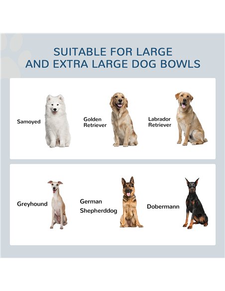 PawHut Raised Dog Bowls w/ Slow Feeder Mat, Storage Cabinet, 3 Stainless Steel Bowls, Semi-Auto Dispenser Function, White - pic 146548 | FastDaddyshop