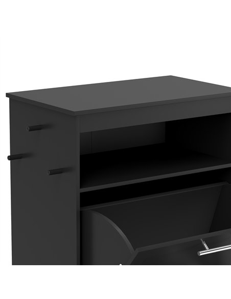 PawHut Pet Feeder Station, Dog, Cat Storage Container, with Raised Bowls, Hanger, Cabinet - Black - pic 146556 | FastDaddyshop