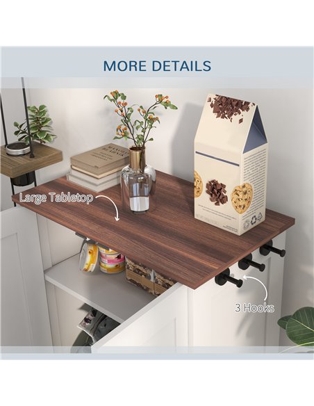 PawHut Pet Feeding Station with Raised Dog Bowls, Adjustable Panel, Hooks, Dog Food Storage Cabinet, White - pic 146564 | FastDaddyshop