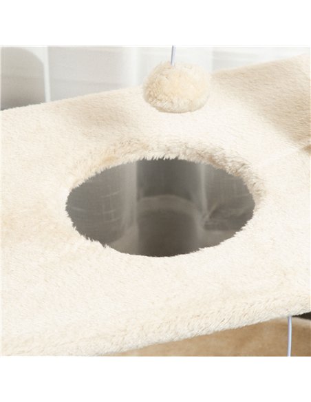 PawHut Cat Tree Tower, with Scratching Posts, Pad, Bed, Perch, Toy Ball - Light Brown - pic 146575 | FastDaddyshop