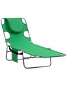 Outsunny Foldable Sun Lounger with Reading Hole, 5 Level Adjustable Backrest, Headrest Pillow, Green