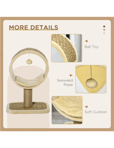 PawHut 56cm Cat Tree for Indoor Cats, with Scratching Post, Tunnel, Toy Ball - Beige - pic 146589 | FastDaddyshop