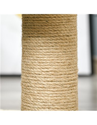PawHut 56cm Cat Tree for Indoor Cats, with Scratching Post, Tunnel, Toy Ball - Beige