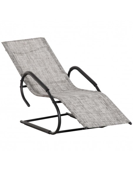 Outsunny Texteline Outdoor Sun Lounger with Headrest, Grey - pic 14660 | FastDaddyshop