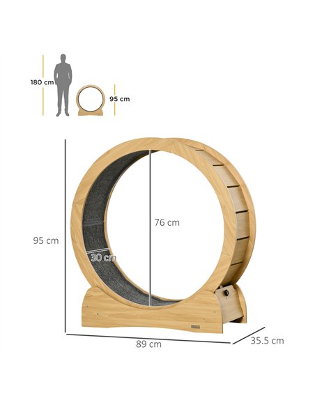 PawHut 30" Wooden Cat Running Wheel with Brake, Natural Wood Finish - pic 146605 | FastDaddyshop