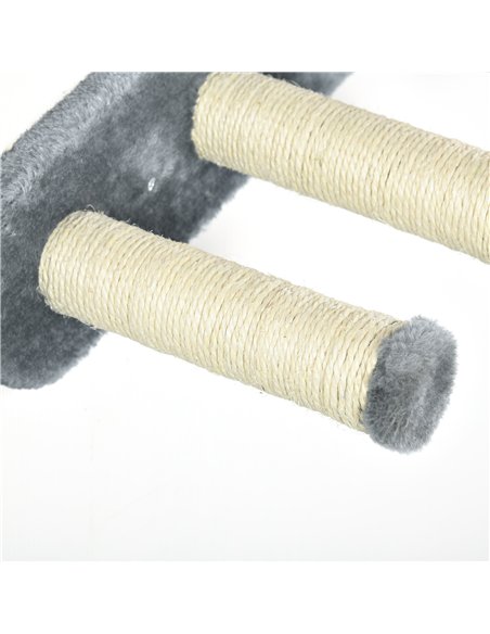 PawHut 4PCs Wall-Mounted Cat Shelves w/ Scratching Post, Hammock, Nest - Grey - pic 146619 | FastDaddyshop