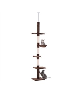 PawHut Floor to Ceiling Cat Tree for Indoor Cats 5-Tier Kitty Tower Climbing Activity Center Scratching Post Adjustable Height 2