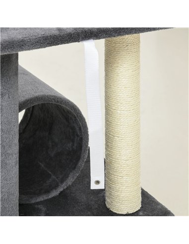 PawHut 121cm Cat Tree Tower for Indoor Cats Kitten Activity Centre Scratching Post with Bed Tunnel Perch Interactive Ball Toy Gr