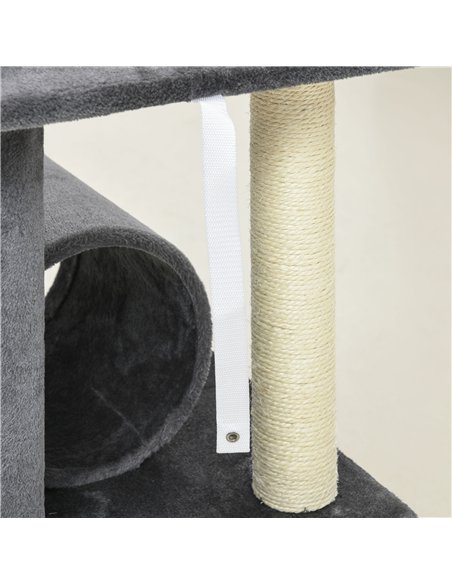 PawHut 121cm Cat Tree Tower for Indoor Cats Kitten Activity Centre Scratching Post with Bed Tunnel Perch Interactive Ball Toy Gr - pic 146636 | FastDaddyshop
