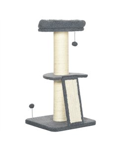 PawHut Cat Tree Tower with Scratching Posts, Pad, Bed, Toy Ball-Dark Grey