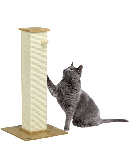 PawHut 80cm Scratching Post, with Toy Ball, Sisal Rope - White - pic 146657 | FastDaddyshop