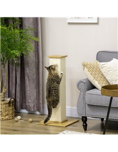 PawHut 80cm Scratching Post, with Toy Ball, Sisal Rope - White 2