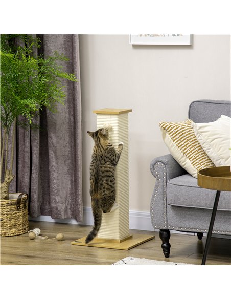 PawHut 80cm Scratching Post, with Toy Ball, Sisal Rope - White - pic 146658 | FastDaddyshop
