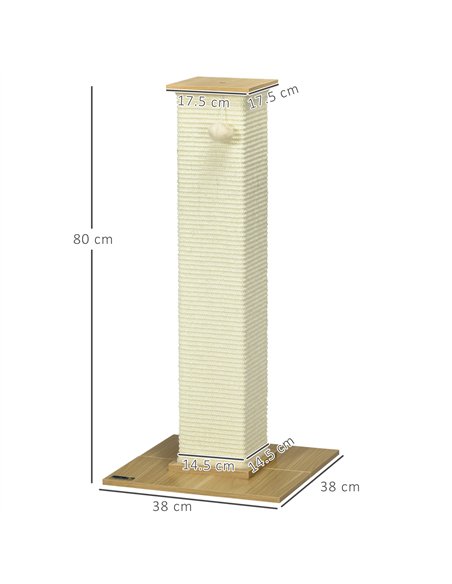 PawHut 80cm Scratching Post, with Toy Ball, Sisal Rope - White - pic 146659 | FastDaddyshop