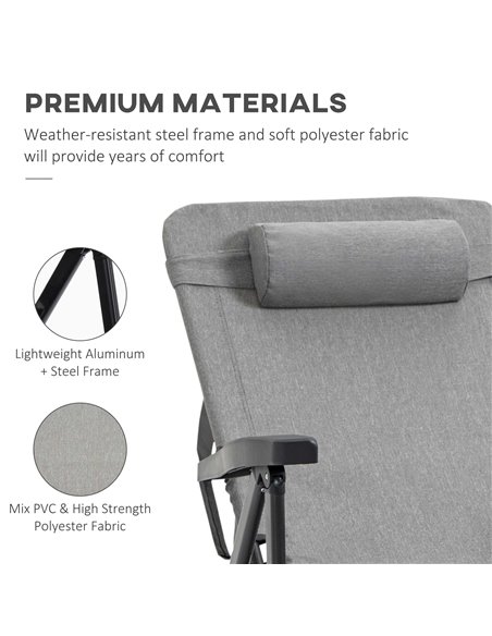 Outsunny Folding Sun Lounger, 7-Reclining Position Sleeping Bed, Light Grey - pic 14666 | FastDaddyshop