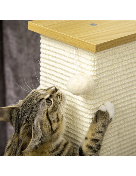 PawHut 80cm Scratching Post, with Toy Ball, Sisal Rope - White - pic 146664 | FastDaddyshop