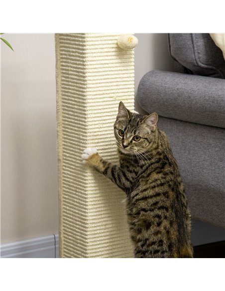 PawHut 80cm Scratching Post, with Toy Ball, Sisal Rope - White - pic 146665 | FastDaddyshop