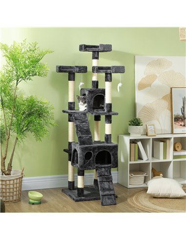 PawHut Cat Tree Scratching House, Activity Play Centre
