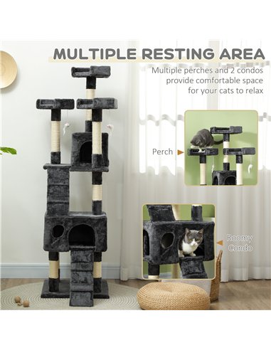 PawHut Cat Tree Scratching House, Activity Play Centre