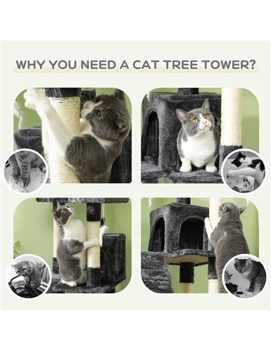 PawHut Cat Tree Scratching House, Activity Play Centre