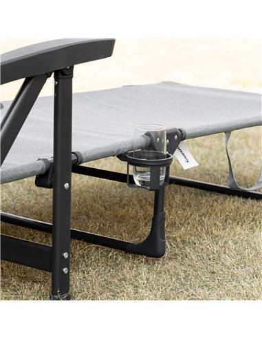Outsunny Folding Sun Lounger, 7-Reclining Position Sleeping Bed, Light Grey
