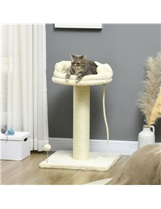 PawHut Cat Tree, with Sisal Wrapped Scratching Post - Cream 2