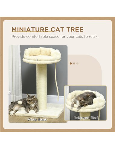 PawHut Cat Tree, with Sisal Wrapped Scratching Post - Cream