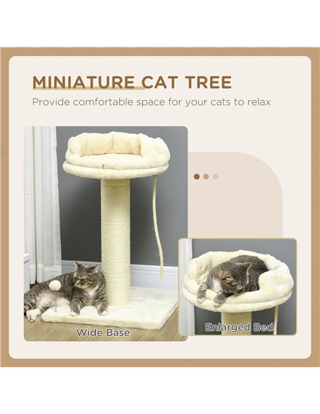 PawHut Cat Tree, with Sisal Wrapped Scratching Post - Cream - pic 146705 | FastDaddyshop