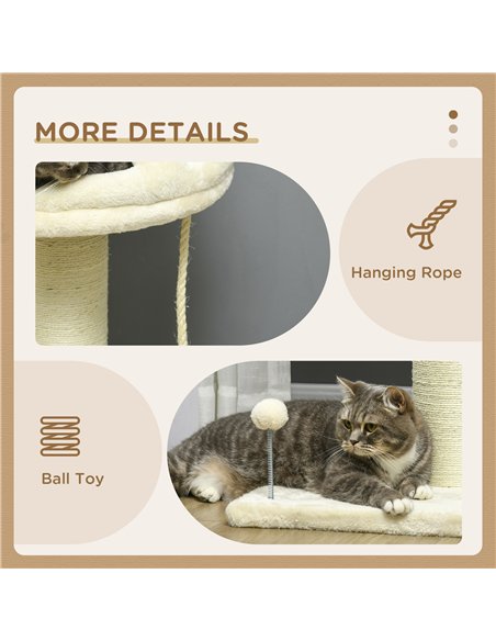 PawHut Cat Tree, with Sisal Wrapped Scratching Post - Cream - pic 146706 | FastDaddyshop
