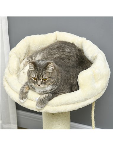 PawHut Cat Tree, with Sisal Wrapped Scratching Post - Cream