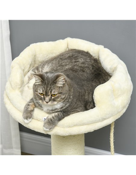 PawHut Cat Tree, with Sisal Wrapped Scratching Post - Cream - pic 146709 | FastDaddyshop