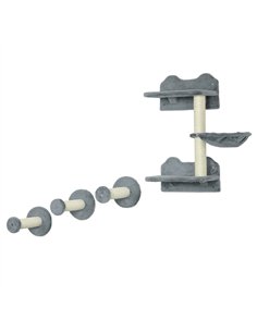 PawHut 4 Piece Cat Shelf with Scratching Post, Wall-Mounted Cat Tree for Indoor Cat - Grey