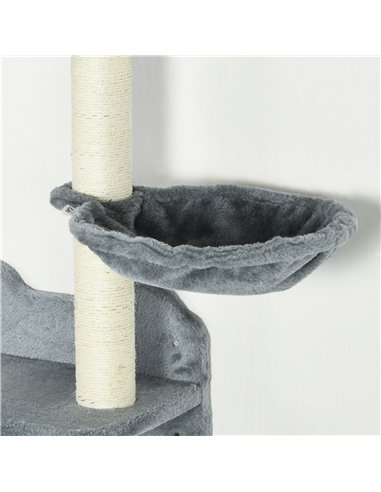 PawHut 4 Piece Cat Shelf with Scratching Post, Wall-Mounted Cat Tree for Indoor Cat - Grey