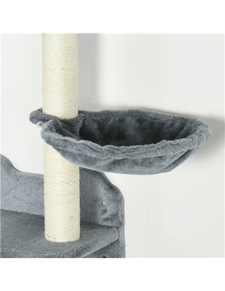 PawHut 4 Piece Cat Shelf with Scratching Post, Wall-Mounted Cat Tree for Indoor Cat - Grey - pic 146718 | FastDaddyshop